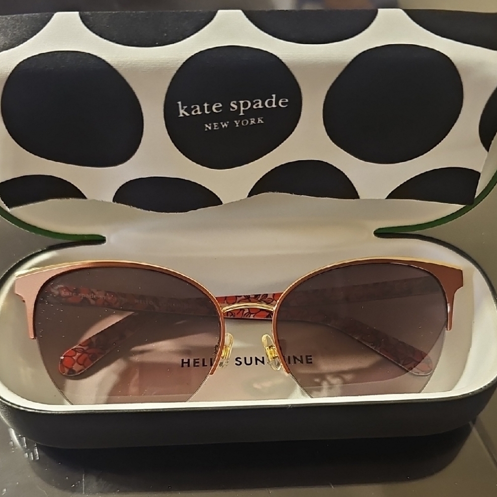 Kate Spade Red, Brown,Gold Frame Sunglasses with Brown Lenses